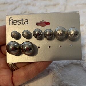 Fiesta silver ball stud earrings
